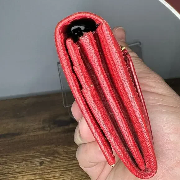 Prada Peonia Red Saffiano/Metal Wallet - Picture 9 of 13